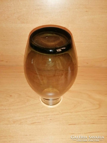 Füstszínű retro üveg váza - 16 cm (25/d)