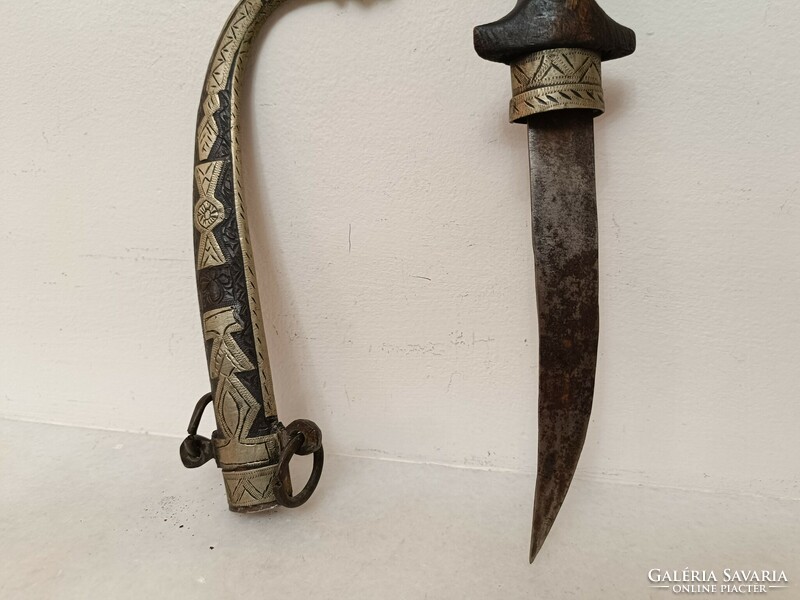 Antik Jambiya arab perzsa Szíria Marokkó berber tőr fém rátétes réz kés fegyver XIX. - XX. sz. 729