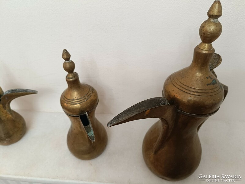 Antique 3 piece Arabic brass beaked jug coffee tea pourer Morocco Algeria 915 8491