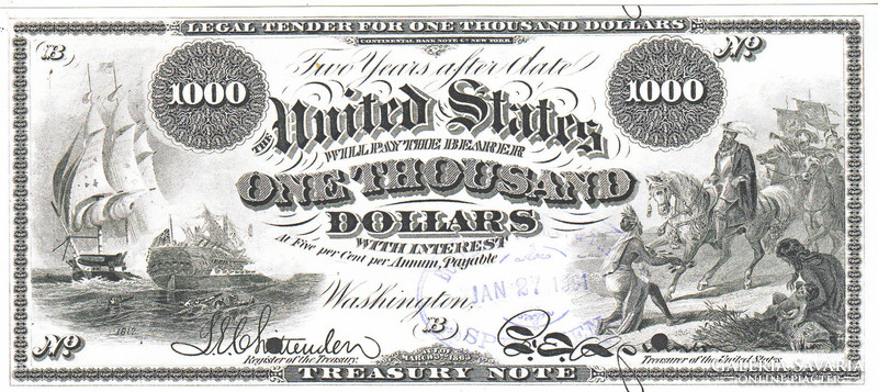 USA 1000 dollár TERVEZET 1881 REPLIKA