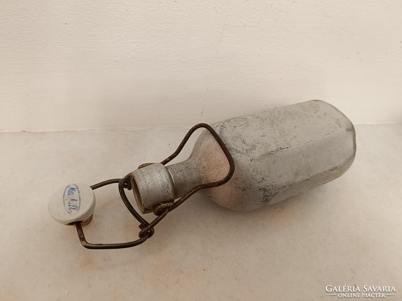 Antique military hiking aluminum water bottle aged rubber pad missing 720 8463