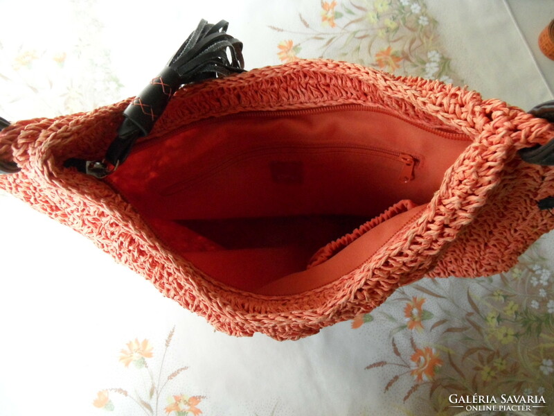 Older orange esprit crochet women's bag with radish