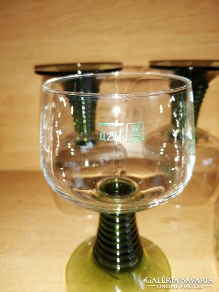 Zöld talpú üveg pohár készlet 5 db (6/K)