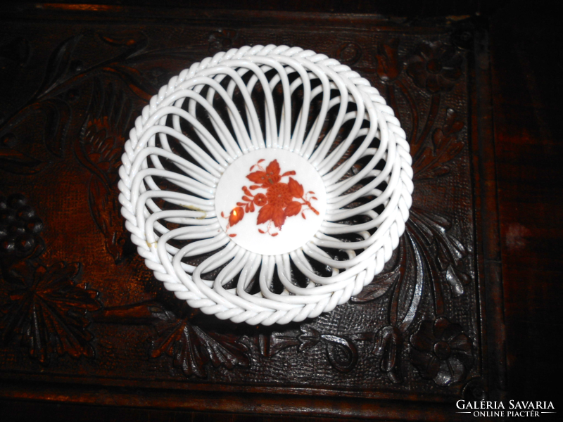 Aponyi mintával Herendi porcelán tálka kosaras forma 11,5 cm