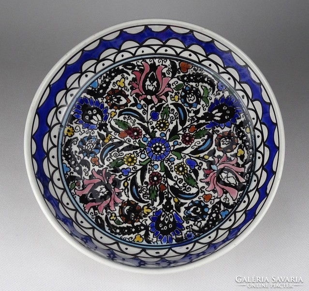 1Q870 Eastern Persian hand-painted decorated majolica table center serving bowl 23 cm