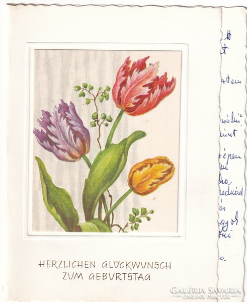 H:158 Szétnyíthatós Üdvözlő képeslap, ragasztó nyommal a hátulján