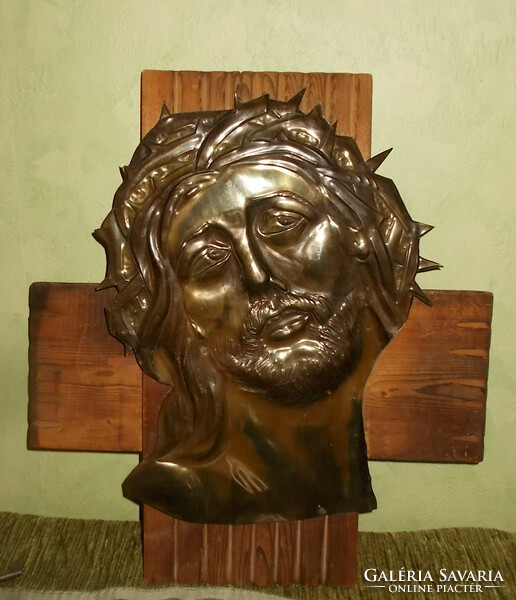 Jézust ábrázoló réz falifép. 40x37 cm