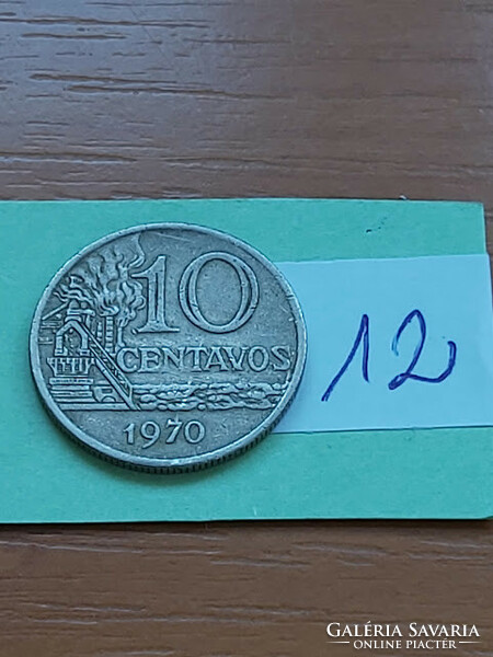 Brazil brasil 10 centavos 1970 copper-nickel 12