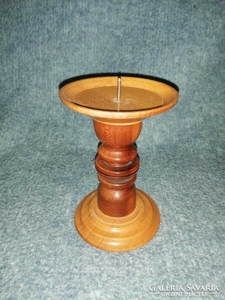 Retro turned wooden candle holder 14 cm (a12)
