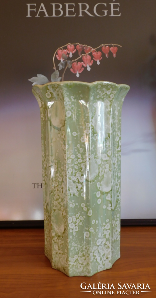 Stone cartilage witeg green mother-of-pearl luster glaze, hand-painted vase 36 cm