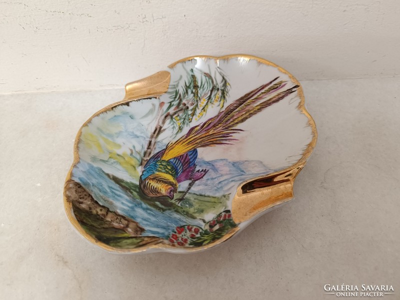 Antique porcelain ashtray table ashtray golden pheasant pheasant bird motif 919 8498