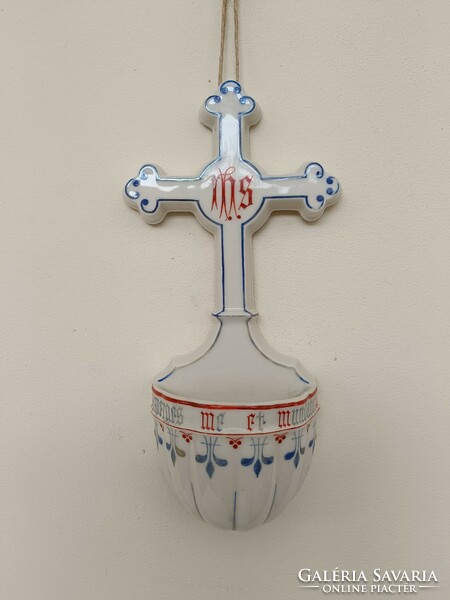 Antique holy water holder 19th century porcelain Christian holy water holder 734 8528