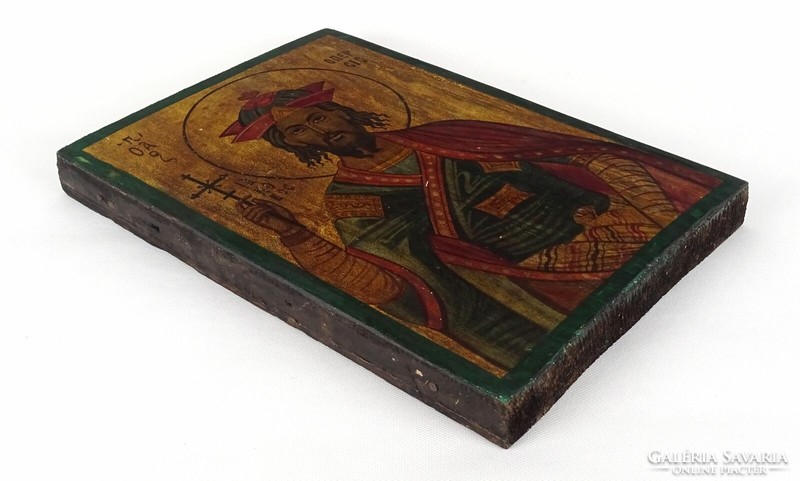 1Q821 St. James wooden board icon with antique effect 33.5 X 23 cm