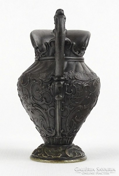 1Q815 antique small metal baroque jug with rose decoration 10.5 Cm
