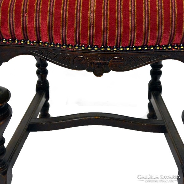 Baroque style chair with burgundy plush upholstery