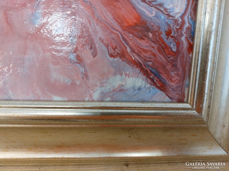 (K) Szignózott (Pálfi) absztrakt festmény 39x50 cm kerettel