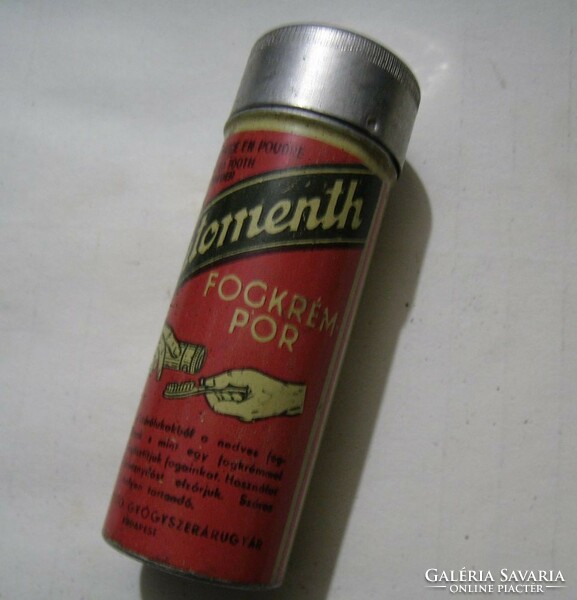 Automenth toothpaste powder, antique metal box