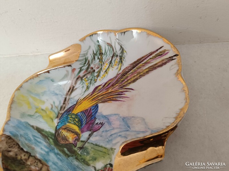 Antik porcelán hamutartó asztali hamutál aranyfácán fácán madár motívum 919 8498