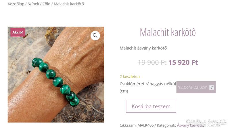 Malachite bracelet made of 8 mm mineral pearls