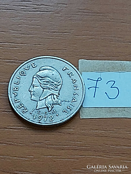 French Polynesia polynesia 10 francs 1972 i e o m, nickel 73.