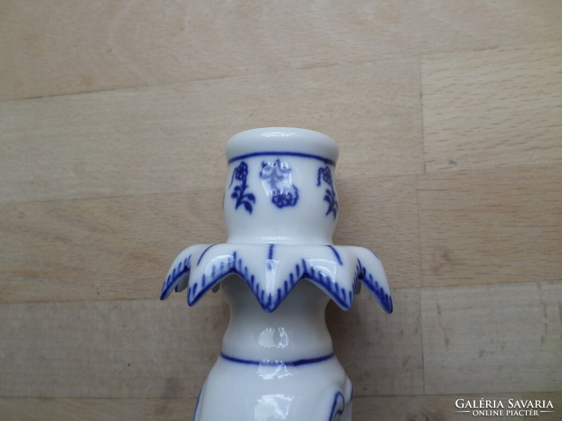 Older porcelain candle holder with onion pattern