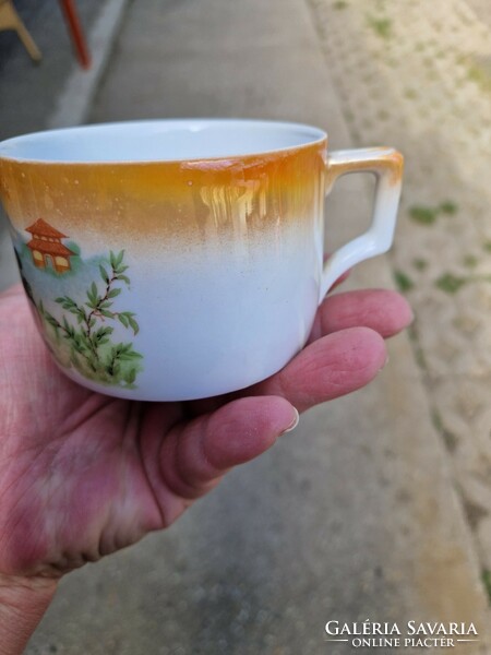 Zsolnay gésa mintás teás csésze  irizzáló