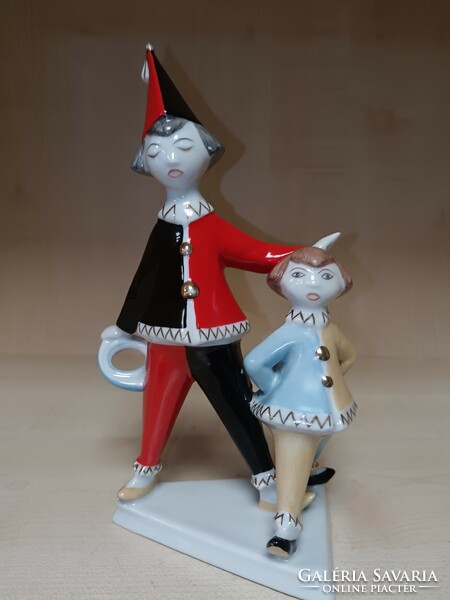 Ravenclaw porcelain harlequin with a little clown girl