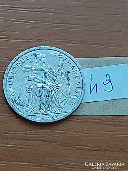 French Polynesia polynesia 2 francs 2000 i e o m, alu. 49.