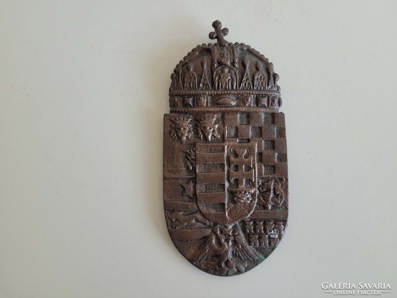 Old metal cast crowned coat of arms wall decoration