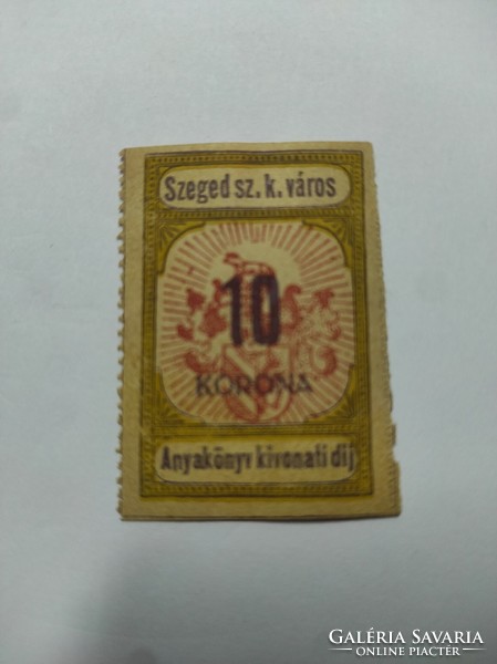 1920. Szeged birth certificate fee stamp