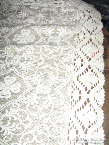 Beautiful lacy edged baroque floral woven tablecloth