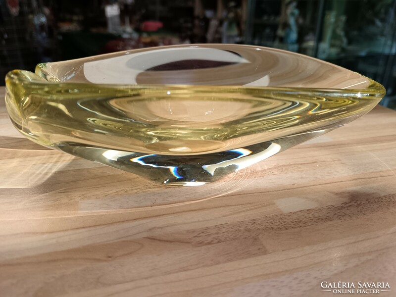 Lemon yellow Czech glass bowl