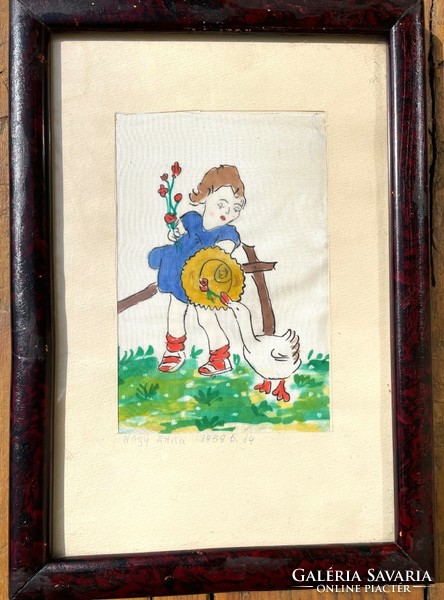 Selyem képek, selyemre festett gyermek festmények, 1959.