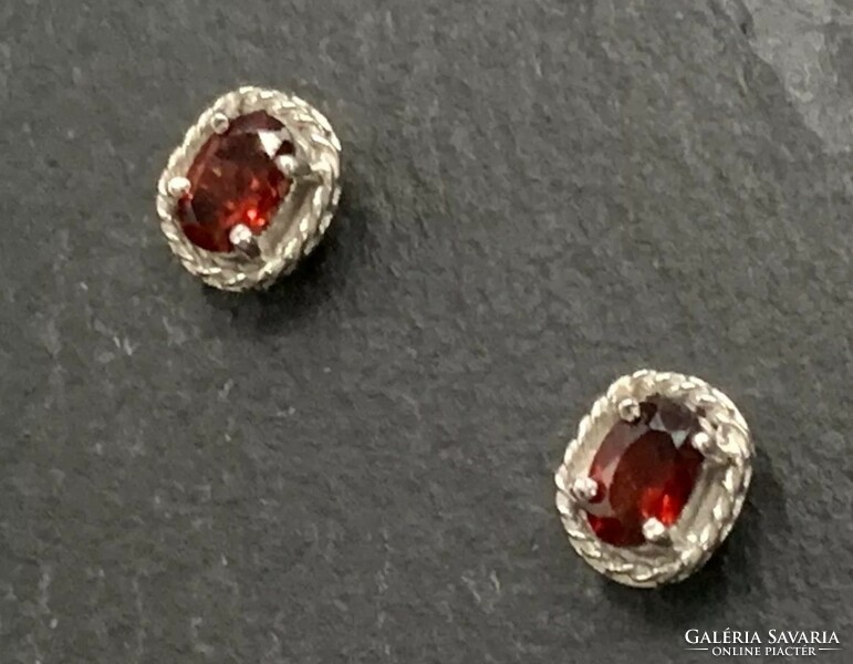 Genuine natural garnet gemstone earrings 925 - ùj