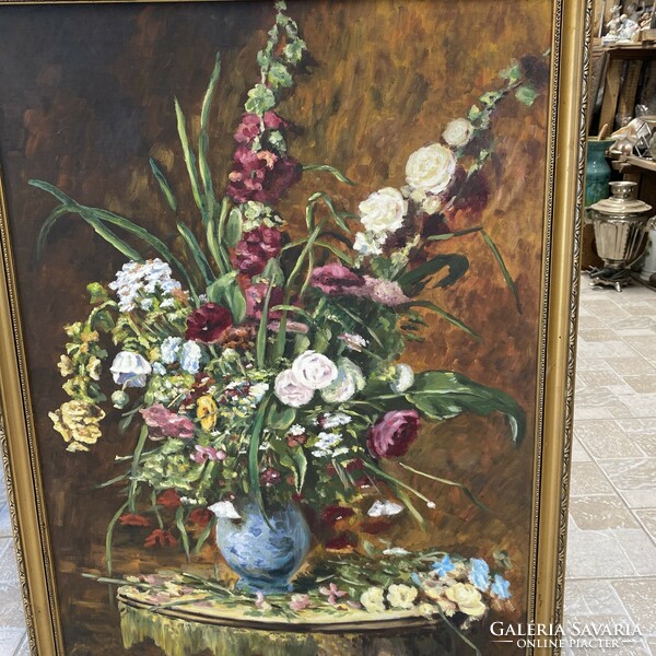 Huge flower still life, oil painting