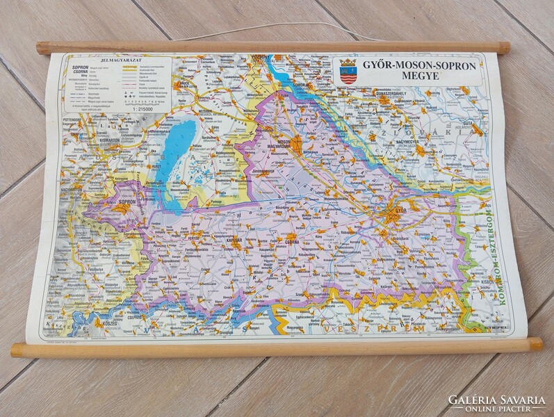 Győr-Moson-Sopron megye retro térkép.