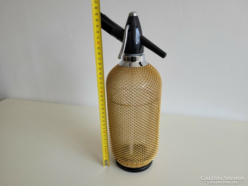 Retro golden mesh soda bottle old metal mesh large soda siphon