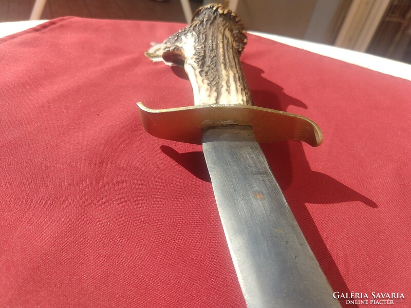 Old saber with deer antler handle, 70 cm