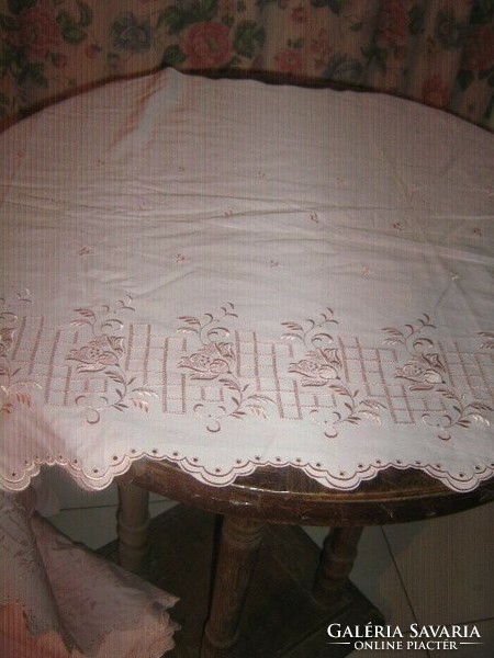 Beautiful vintage rose pink madeira stained glass curtain