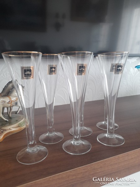 Rarity!!!! Champagne glasses with old mercury inscription 6 pcs