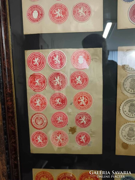 Levélzáró bélyegek, különböző országokból, 19. század végi, 20. század elejei gyűjtemény egy képben