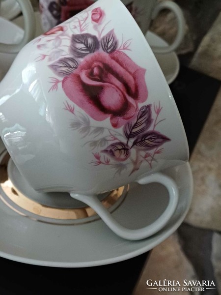 Meseszép régi rózsás orosz porcelán teás-kávés készlet