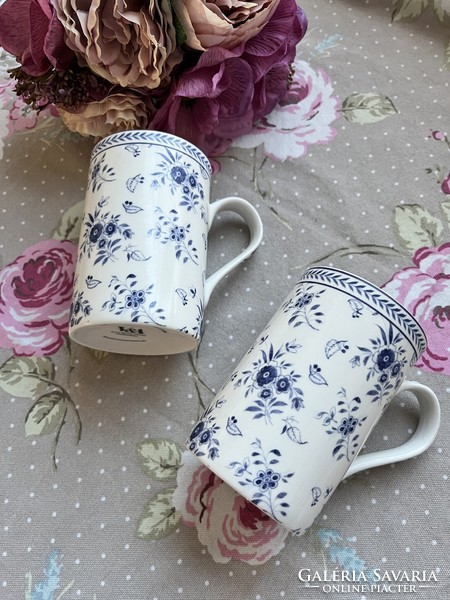 Wonderful porcelain mugs with blue flowers in a pair, exclusive for Victoria and Albert Museum, London