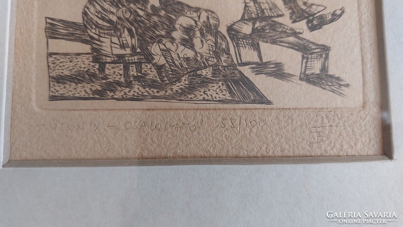 Banga ferenc: on the road ix - enticing etching framed