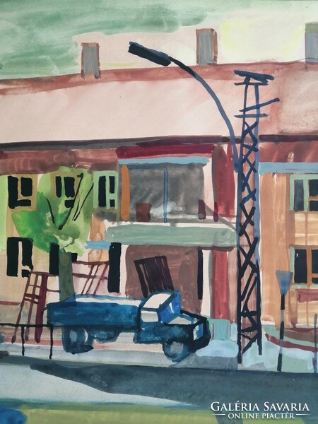 ZIL - szocreál akvarell (1965 szignózott)