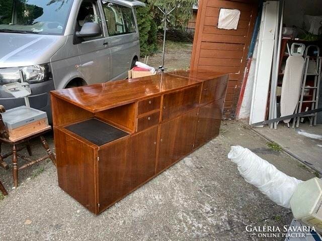 Bauhaus, size 200x55x80 cm, elegant sideboard and bar cabinet with walnut veneer for sale!