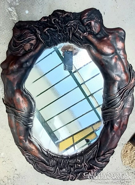 Handmade original cowhide wall mirror negotiable art deco design