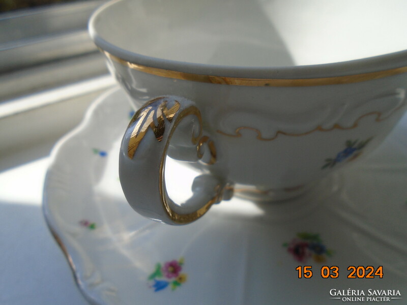 Zsolnay gold feather tea cup with coaster