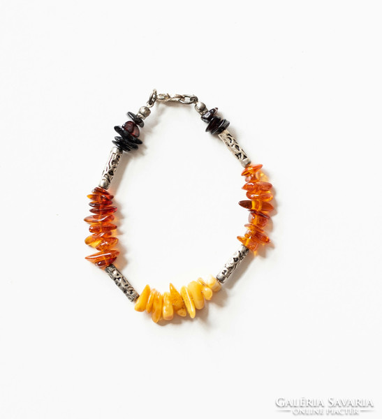 Modern multicolor amber bracelet - made of natural amber pieces - bracelet, jewelry