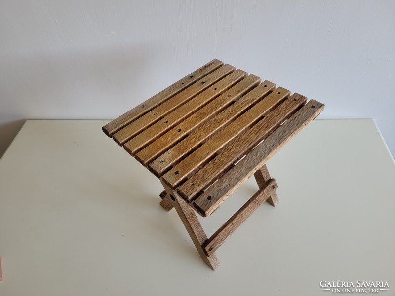 Old retro folding camping wooden small chair children's chair seat